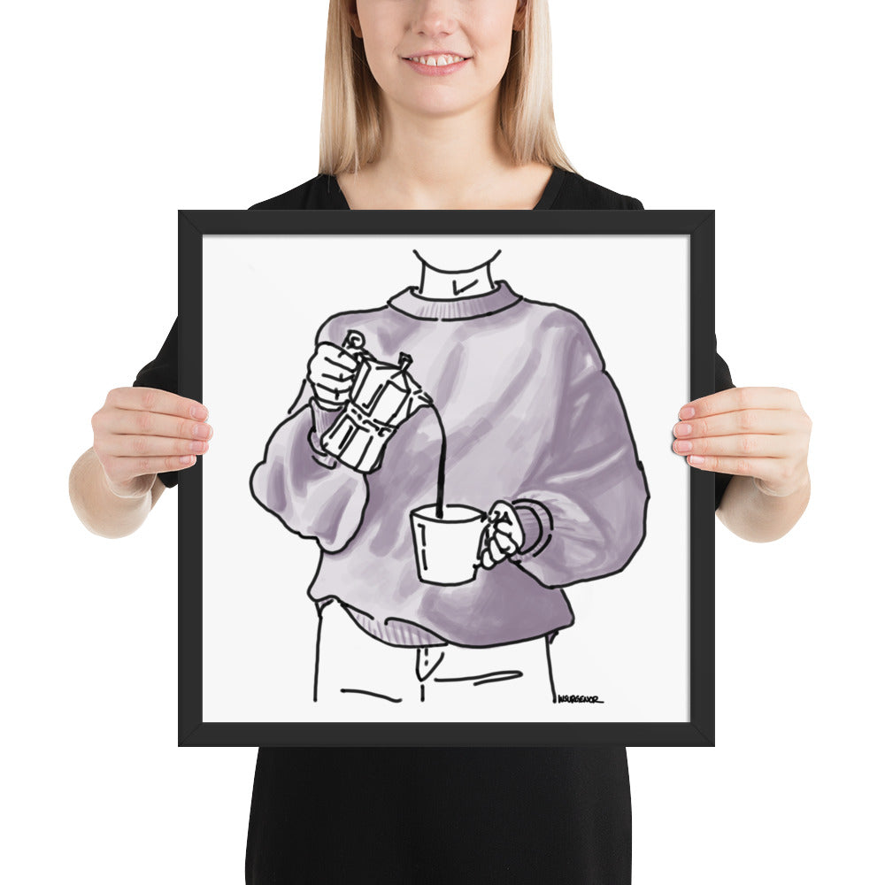 coffee pour // Framed Print