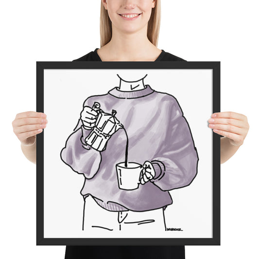 coffee pour // Framed Print